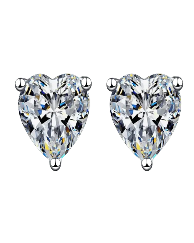 1 Carat Diamond Heart Stud Earrings