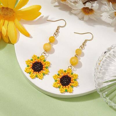 Glass Seed Beads Dangle Earrings
