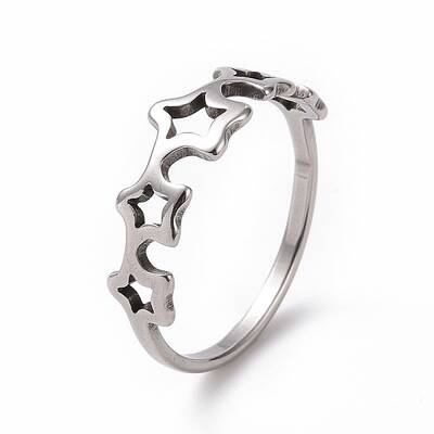 Non-Tarnish 201 Stainless Steel Star Wrap Finger Ring for Women