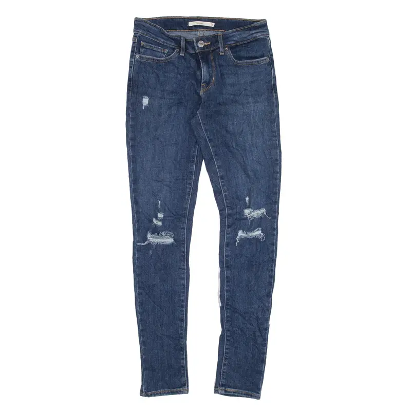 LEVI'S Distressed 711 Jeans Blue Denim Slim Skinny Womens W26 L30