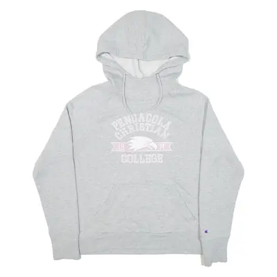 CHAMPION Pensacola Christian College Womens Grey Hoodie USA L