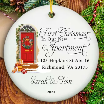Our First Apartment Ornament Personalized - Ceramic