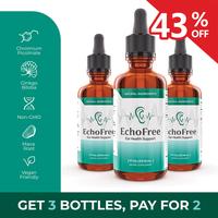 3 Bottles of EchoFree – 100% Natural – 20-in-1 Liquid Formula for Ear Wellness – With Chromium Picolinate, Ginkgo Bilob...