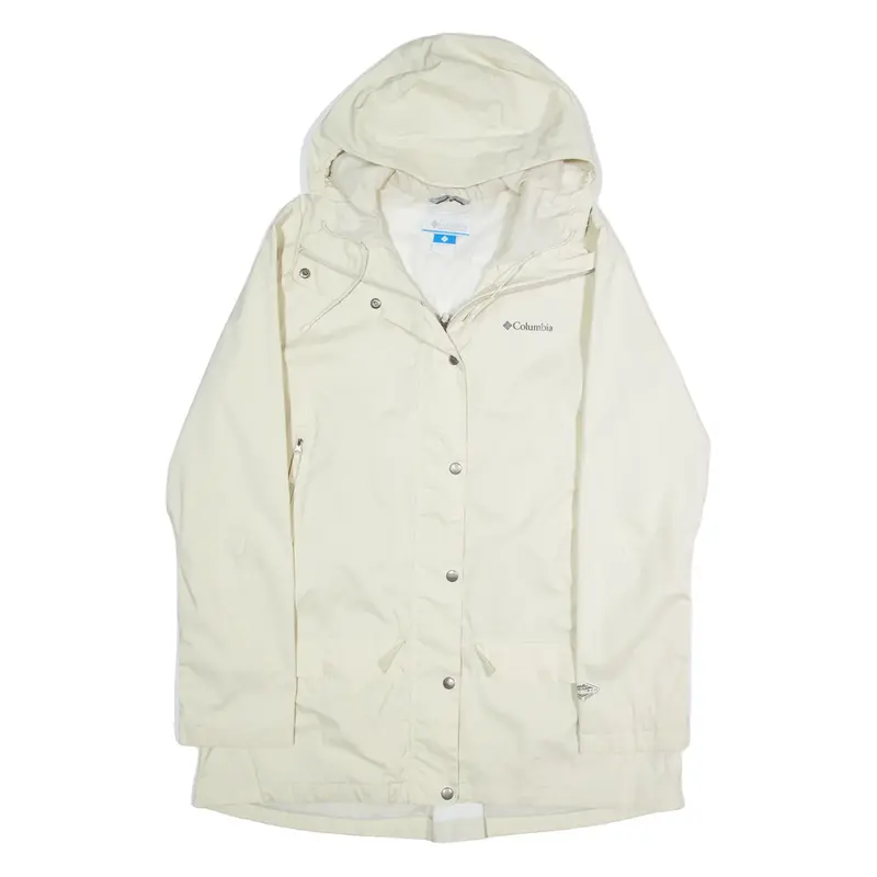 COLUMBIA Mens Rain Jacket Cream Hooded XL