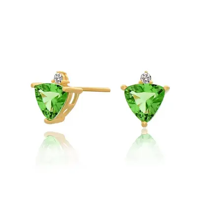 9K Gold Cubic Zirconia Personalized Birthstone Stud Earrings For Women