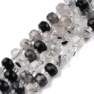 Natural Black Rutilated Quartz Beads Strands