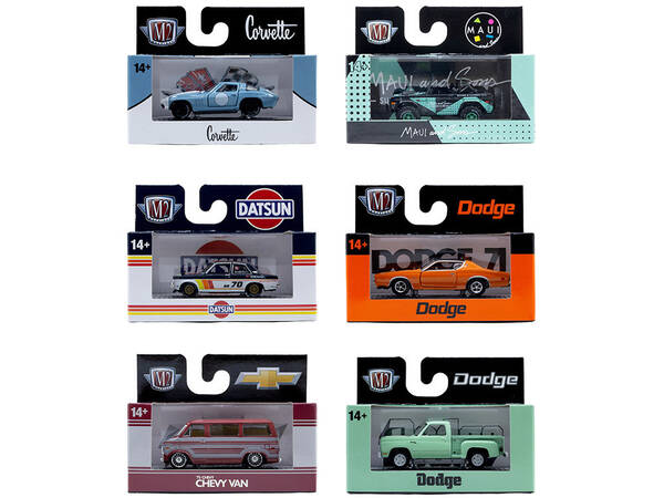 Auto-Thentics 6 piece Set Release 110 IN DISPLAY CASES Limited Edition 1/64 Diecast Model Cars by M2 Machines