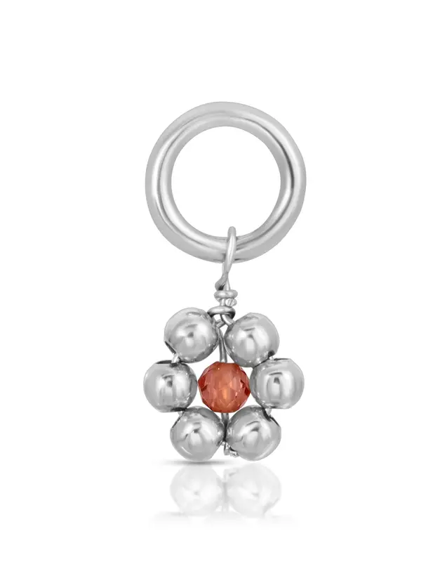 One Love Flowercita Birthstone Charms | Month/Gemstone: January - Garnet | Metal Color: Silver