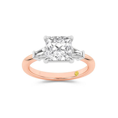 Valentina Tapered Baguette Lab Grown Three Stone Princess Cut Diamond Engagement Ring |10K Rose Gold 4 1/3 CT. TW.
