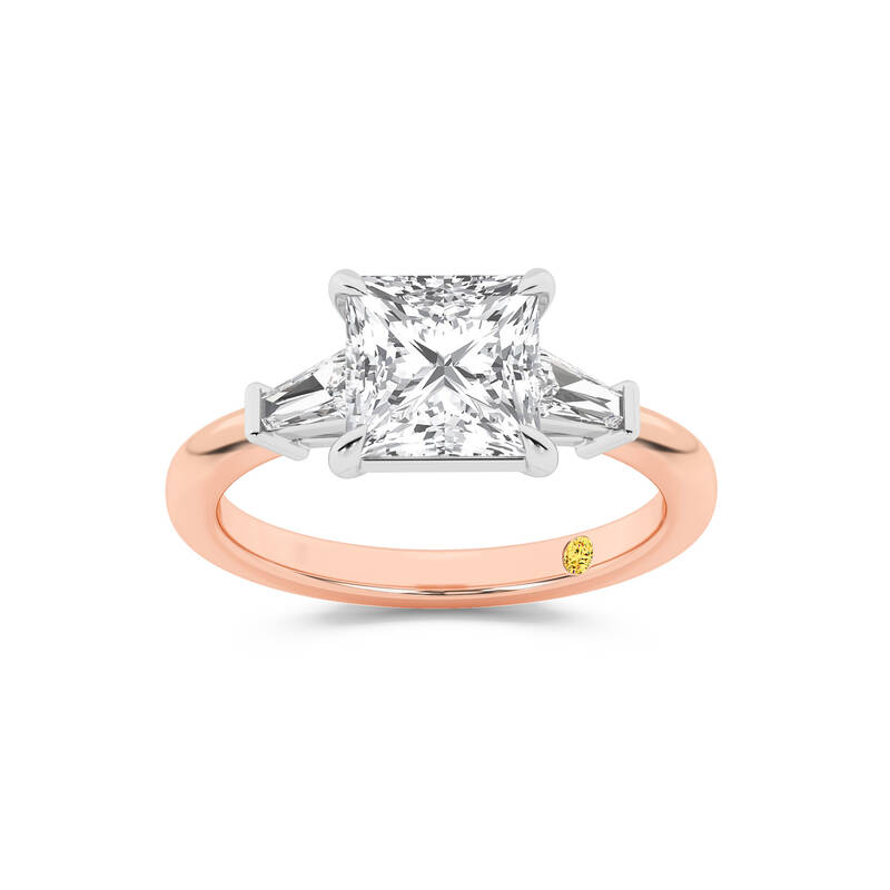 Valentina Tapered Baguette Lab Grown Three Stone Princess Cut Diamond Engagement Ring |10K Rose Gold 4 1/3 CT. TW.