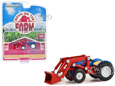 1950 Ford 8N Tractor with Front Loader Blue and Red Down on the Farm Series 8 1/64 Diecast Model by Greenlight