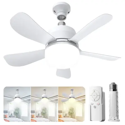 15.75-inch 25W Socket LED c eling Fan Light with 3 Wind Speed,Modern Ceilingsfan with Lamp for Lightbulb Base, 2 In 1 Fan Lig...