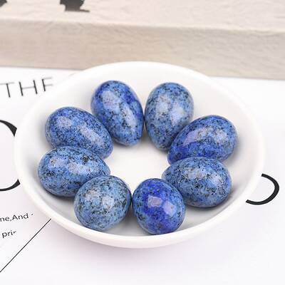 Dyed & Heated Natural Blue Aventurine Egg Figurines Statues for Home Office Desktop Decoration