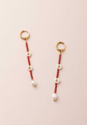 Earring  A2045er02-6 Red | Color: RED | Size: U