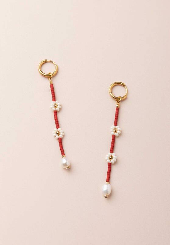 Earring  A2045er02-6 Red | Color: RED | Size: U