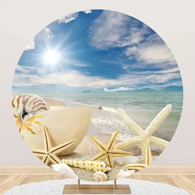 Sunlight Hawaii Beach Sky Round Birthday Backdrop