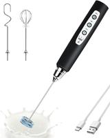 Handheld Milk Frother for Coffee, Rechargeable Electric Whisk with 3 Heads 3 Speeds Drink Mixer Foam Maker For Latte, Cappucc...