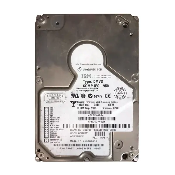 03678P Dell 36GB Ultra-160 SCSI 10000 3.5-inch Hard Drive