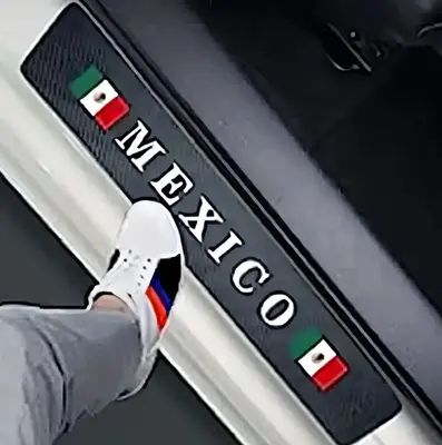 4 Packs Mexican Flag Carbon Fiber Car Door Sill Protector Decoration Entry Guard Scraper Film For Car, Truck, SUV Front/Rear ...