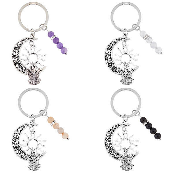 1 Set Gemstone Round Beaded Keychain