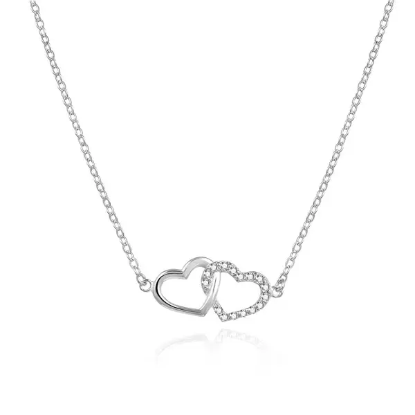 Agato Lovely silver necklace with hearts AGS1499/47
