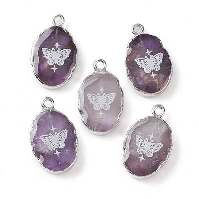 Natural Amethyst Oval Pendants