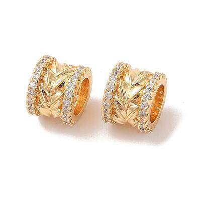 Brass Micro Pave Clear Cubic Zirconia European Beads