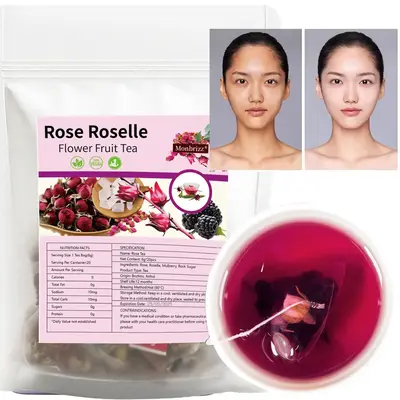 Monbrizz Beauty tea Bright Beauty Tea Bags Black Mulberries Rose Black Wolfberry Tea 4.23oz/120g (20bags) Glow Beautiful Flow...