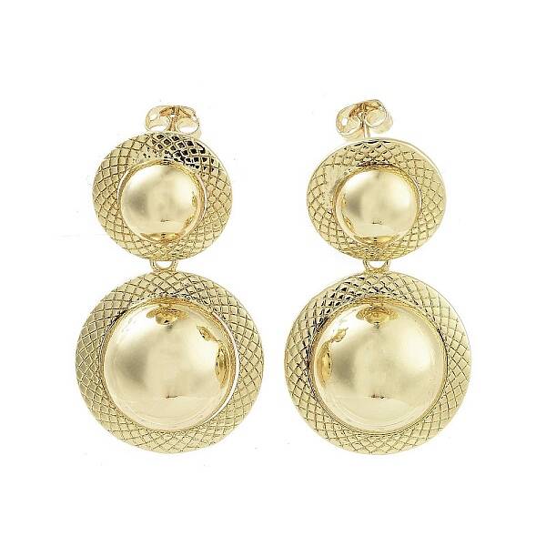 Half Round Brass Dangle Stud Earrings
