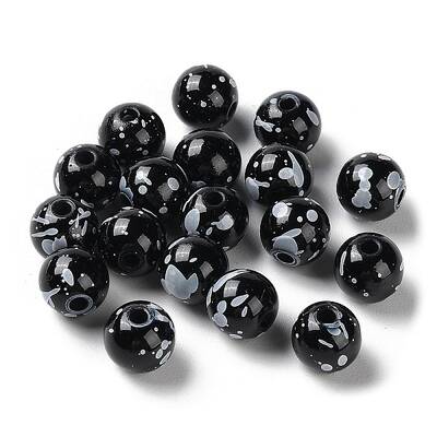 Printed Opaque Acrylic Round Beads