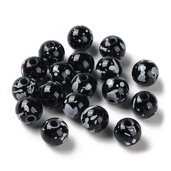 Printed Opaque Acrylic Round Beads