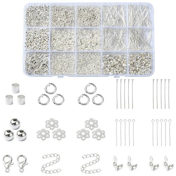 DIY Iron Eye Pin & Flat Head Pins & Bead Caps & Bead Tips Jewelry Making Findings Kits