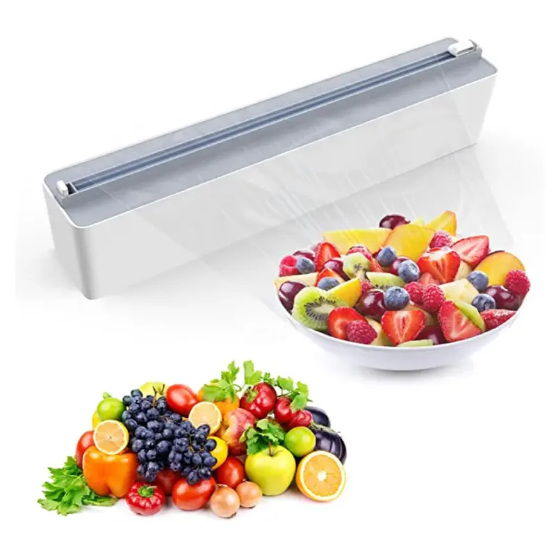 Magnetic Plastic Wrap Dispenser With Cutter
