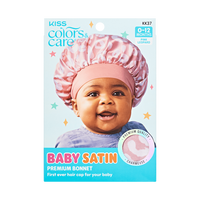 KISS Colors & Care Baby Satin Premium Bonnet, 0-12 Months - Pink Leopard