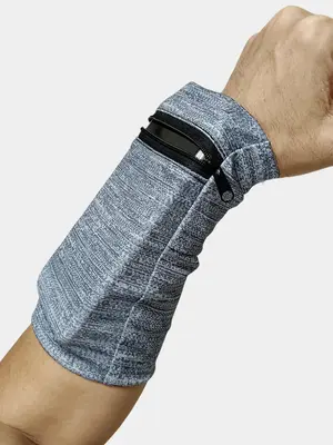 Unisex Running Hand Wrist Guard Storage Bag, All Over Print Zipper Sweatband for Outdoor Activities, Multifunctional Wristban...