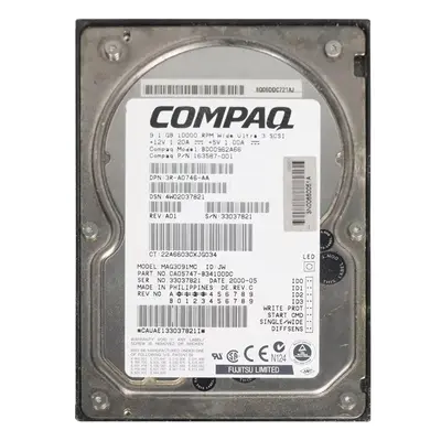 163587-001 HP 9.1GB Wide Ultra3 SCSI 10000 3.5-inch Hard Drive