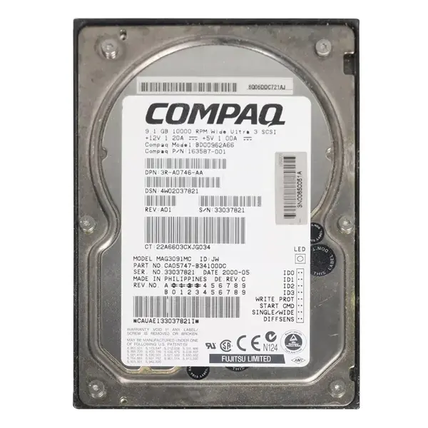 163587-001 HP 9.1GB Wide Ultra3 SCSI 10000 3.5-inch Hard Drive