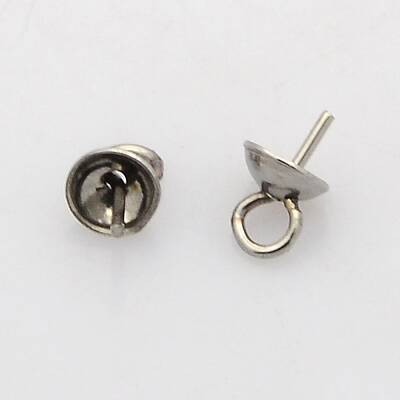 201 Stainless Steel Cup Pearl Peg Bails Pin Pendants
