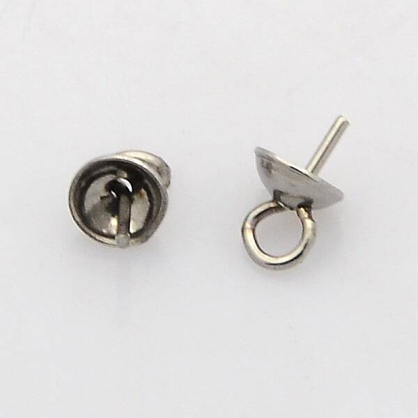 201 Stainless Steel Cup Pearl Peg Bails Pin Pendants