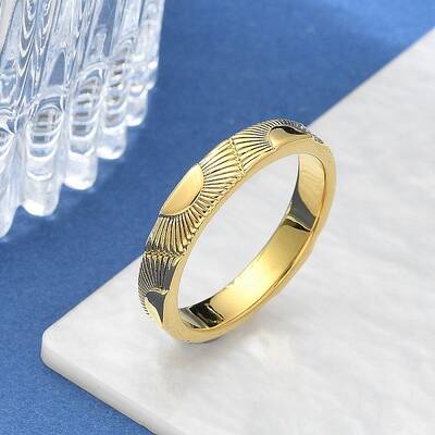 304 Stainless Steel Sun Shin Finger Ring for Women