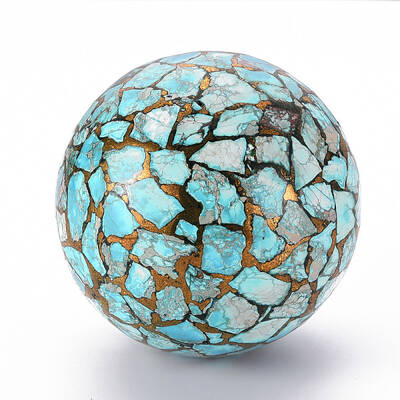 Synthetic Turquoise and Brass Line Regalite/Imperial Jasper/Sea Sediment Jasper Display Decorations
