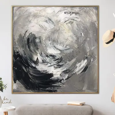 Extra Large Wall Art Gray Painting Silver Painting Expressionist Art Black And White Painting On Canvas Acrylic Painting Wall...