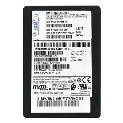 01YM586 IBM 1.92TB PCI Express NVMe U.2 2.5-Inch Solid State Drive for FlashSystem 5100