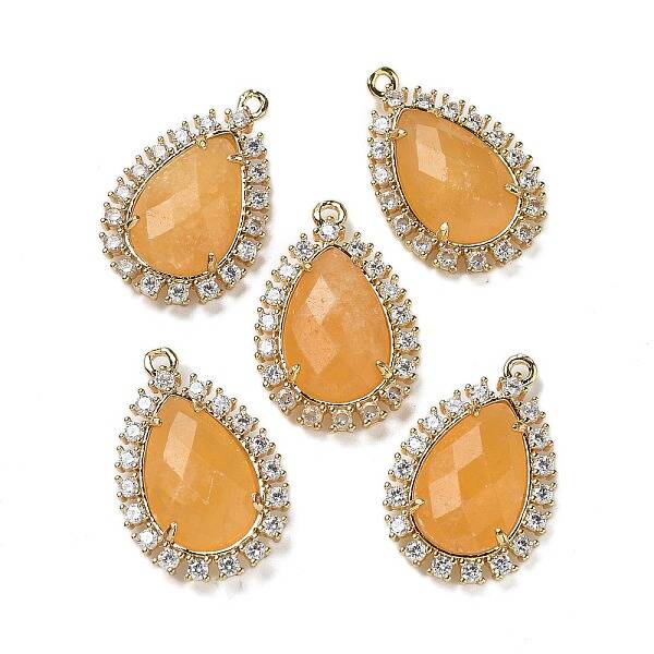 Natural Topaz Jade Faceted Teardrop Pendants