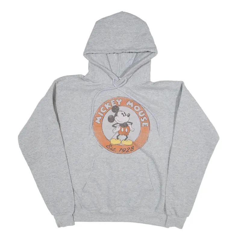 HANES Mickey Mouse Hoodie Grey Pullover Womens S