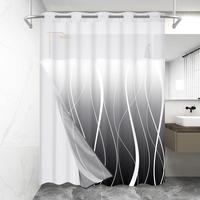No Hook Shower Curtain with Snap in Liner  Modern Striped Hotel Shower Curtain and Liner Set  Ombre See Through Shower Curtai...
