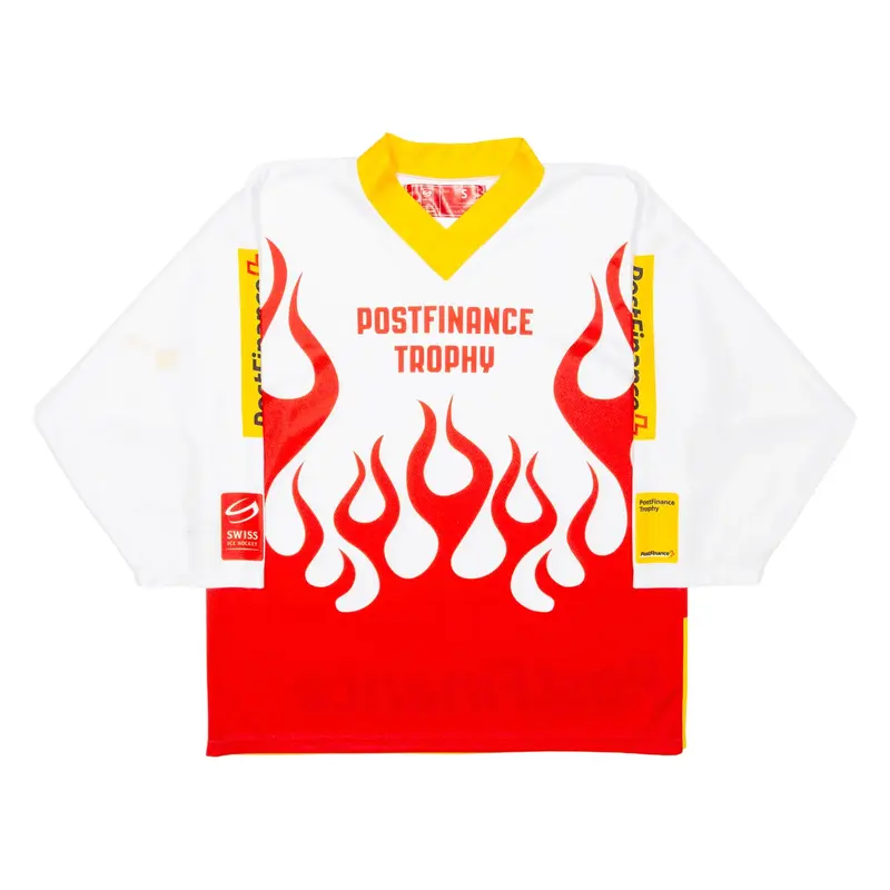 SWISS ICE HOCKEY Postfinance Trophy Mens Jersey Red 3/4 Sleeve V-Neck S