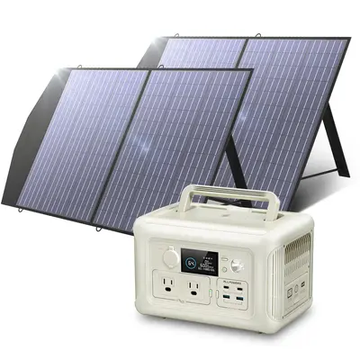 Solar Generator Kit 600W Portable Power Station 100W Solar Panel