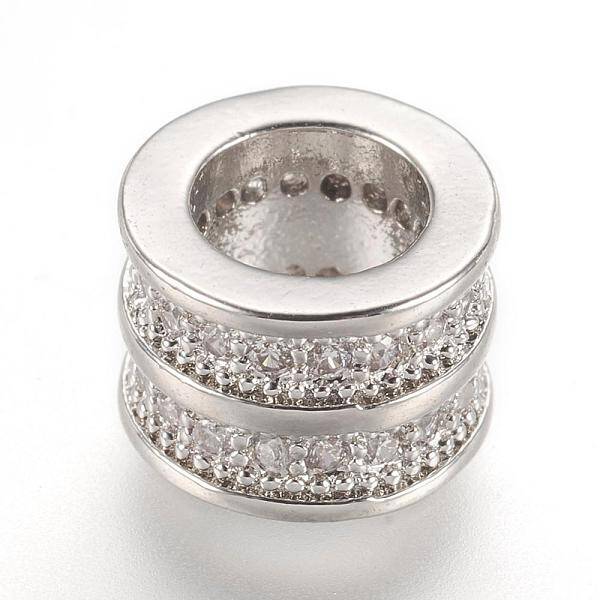 Brass Micro Pave Cubic Zirconia European Beads