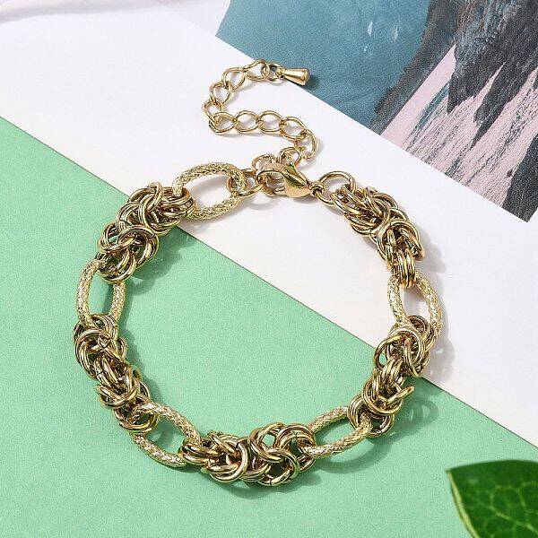 Punk Hiphop Styles 304 Stainless Steel Rings Knot Link Chain Bracelets for Women